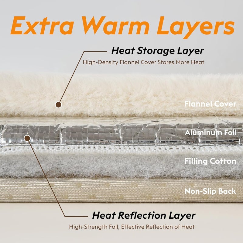 FunFurry Self Warming Cat Bed, Heating Cat Pad, Extra Soft Flannel Surface, Removable ＆ Washable, Thick Thermal Mat with Non-Slip Bottom (Ivory, 29" X 19") - Image 3
